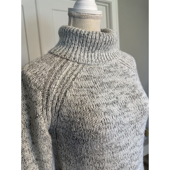 Heather B Sweater Gray Ivory Knit High-Low Mock Turtleneck Pullover Size M $88 - Picture 5 of 6